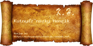 Kutnyánszky Henrik névjegykártya