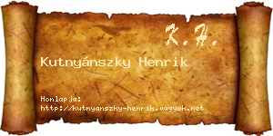 Kutnyánszky Henrik névjegykártya